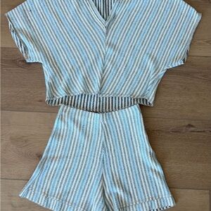 Zara Black and White Striped Knit Set